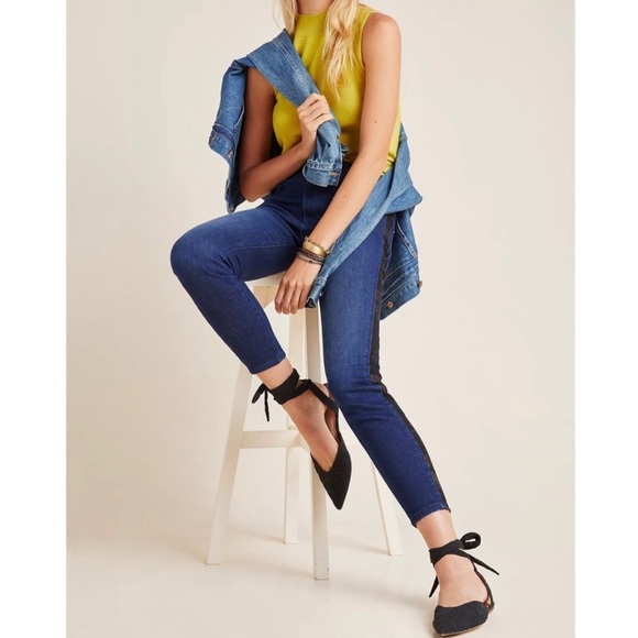 Anthro Pilcro Floral Panel High Rise Skinny Jeans | Sz 28 - Picture 13 of 14